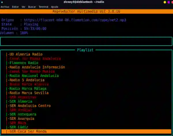 Escuchando la radio en la terminal