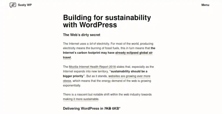 Susty, un WordPress en sólo 6Kb