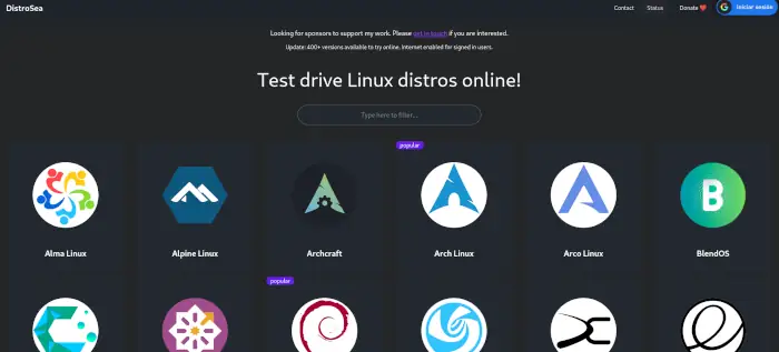 DistroSea: Probando distros linux online