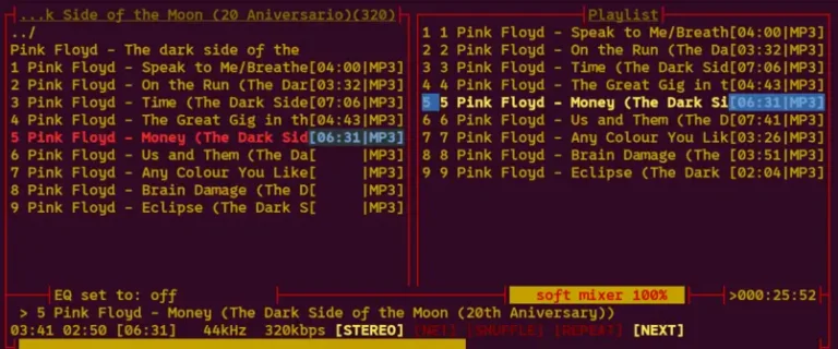 MOC player, música desde la terminal